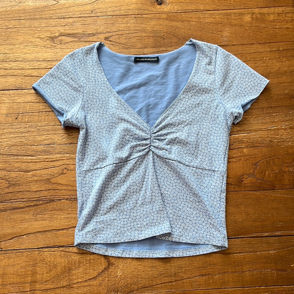 blue with white flower print